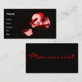 Manikürist in Schwarzem u. im Rot Visitenkarte (Vorne/Hinten)