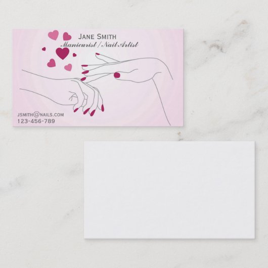 Manikürist, Nagel-Künstler, Nagel-Techniker Visitenkarte (Vorne/Hinten)