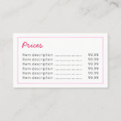 Manikürist-Preis-Visitenkarten Visitenkarte (Rückseite)