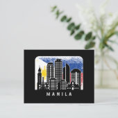 Manila NCR Skyline Vintag Philippinen-Flagge Postkarte (Stehend Vorderseite)