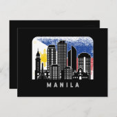 Manila NCR Skyline Vintag Philippinen-Flagge Postkarte (Vorne/Hinten)