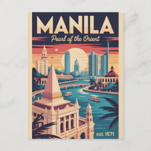 Manila Philippinen Retro-Reiseplakat Kunst Feiertagspostkarte