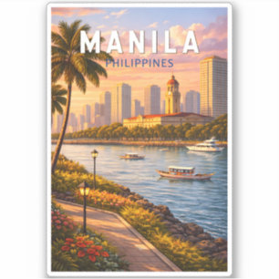 Manila Philippinen Skyline Illustration Reise Kuns Aufkleber