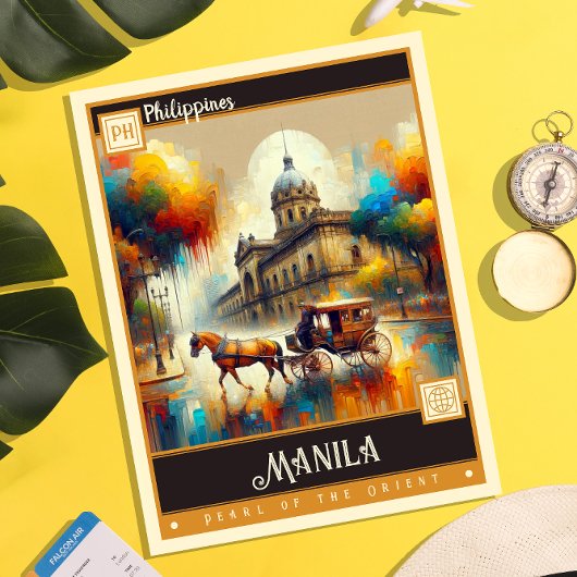 Manila, Philippinen | Vintage Malerei Postkarte