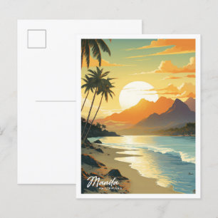 Manila Philippinen Vintage Reiseillustration Postkarte
