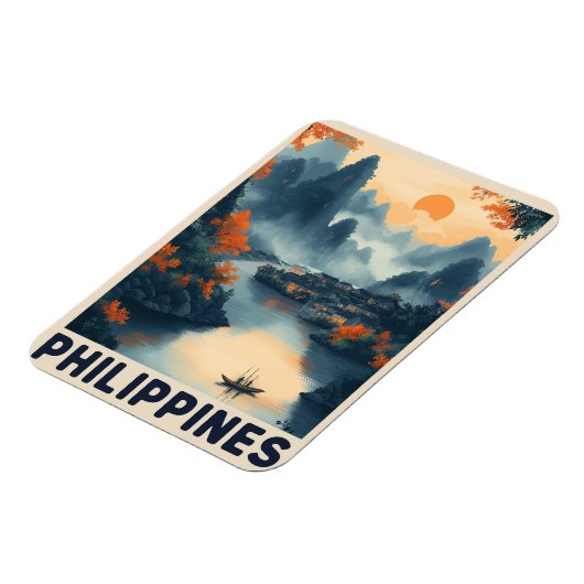 Manila, Philippinen - Vintage Travel Magnet (Linke Seite)