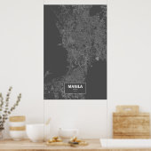 Manila, Philippinen (weiß auf schwarz) Poster (Küche)