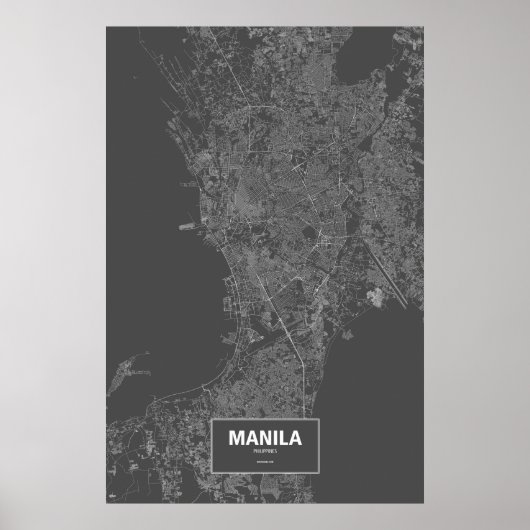 Manila, Philippinen (weiß auf schwarz) Poster (Vorne)