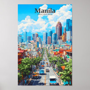 Manila Philippines Art Vintage Travel Poster