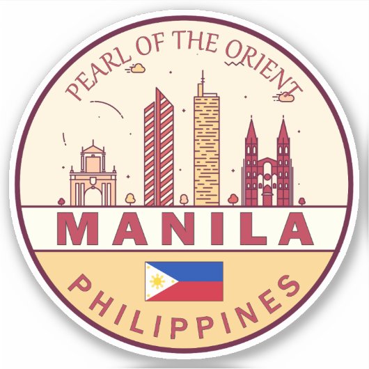 Manila Philippines City Skyline Emblem Aufkleber (Vorderseite)