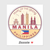 Manila Philippines City Skyline Emblem Aufkleber (Blatt)