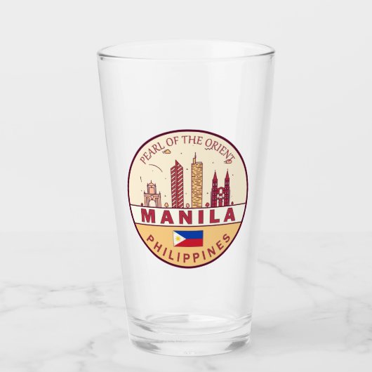 Manila Philippines City Skyline Emblem Glas (Vorderseite)