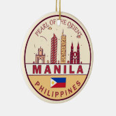 Manila Philippines City Skyline Emblem Keramik Ornament (Rechts)