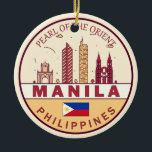 Manila Philippines City Skyline Emblem Keramik Ornament<br><div class="desc">Manila minimalistisches,  farbenfrohes Kunstdesign mit Denkmälern und Sehenswürdigkeiten der Stadt auf den Philippinen.</div>