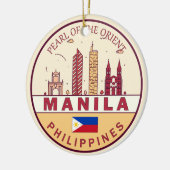 Manila Philippines City Skyline Emblem Keramik Ornament (Links)