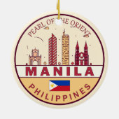 Manila Philippines City Skyline Emblem Keramik Ornament (Hinten)