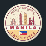 Manila Philippines City Skyline Emblem Magnet<br><div class="desc">Manila minimalistisches,  farbenfrohes Kunstdesign mit Denkmälern und Sehenswürdigkeiten der Stadt auf den Philippinen.</div>