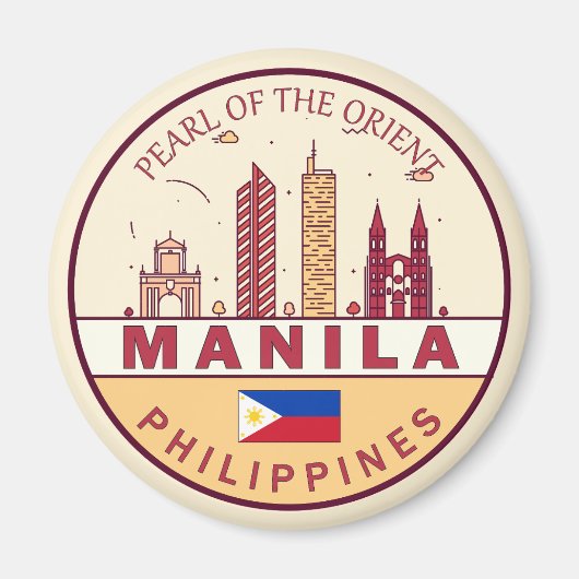 Manila Philippines City Skyline Emblem Magnet (Vorne)
