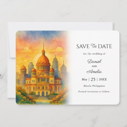 Manila Philippines Destination Save the Date Card (Vorderseite)