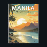 Manila Philippines Reisen Kunst Vintag Postkarte<br><div class="desc">Manila Retro Vektor Reise Design. Manila,  die Hauptstadt der Philippinen,  ist eine dicht besiedelte Bajoradenstadt auf der Insel Luzon,  die spanische Kolonialarchitektur mit modernen Wolkenkratzern verbindet.</div>