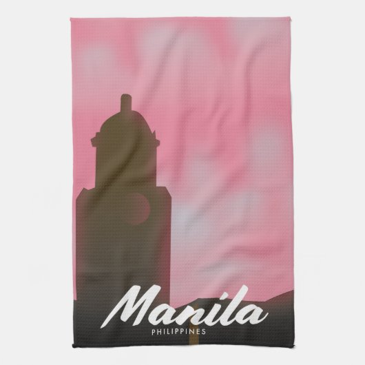 Manila Philippines Reiseplakat. Geschirrtuch (Vertikal)