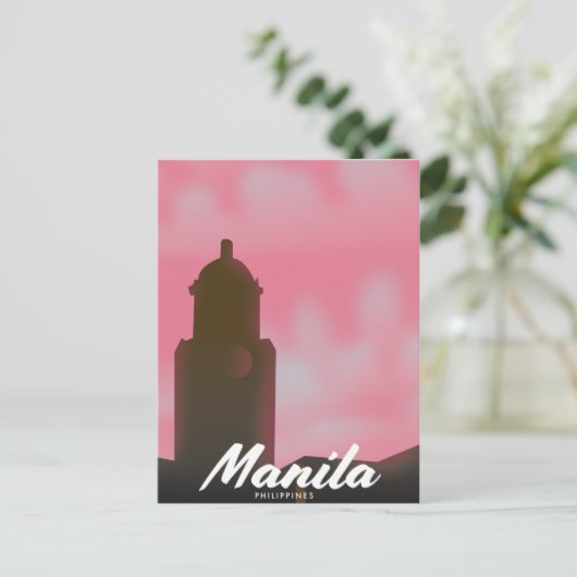 Manila Philippines Reiseplakat. Postkarte (Stehend Vorderseite)