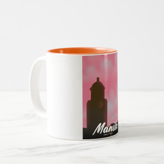 Manila Philippines Reiseplakat. Zweifarbige Tasse (Vorderseite Links)