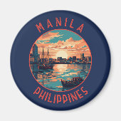 Manila Philippines Retro Distressed Circle Magnet (Vorne)
