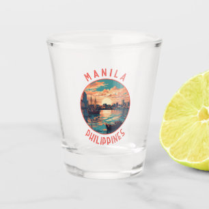 Manila Philippines Retro Distressed Circle Schnapsglas
