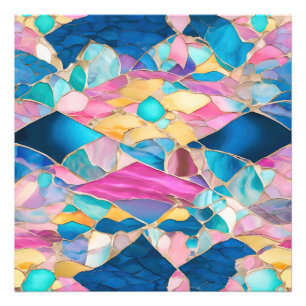 "Manilva" Blaurosa Sand zersplitterte Waves Fotodruck