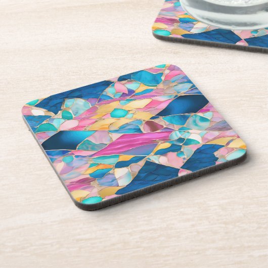 "Manilva" Blaurosa Sand zersplitterte Waves Getränkeuntersetzer (Linke Seite)