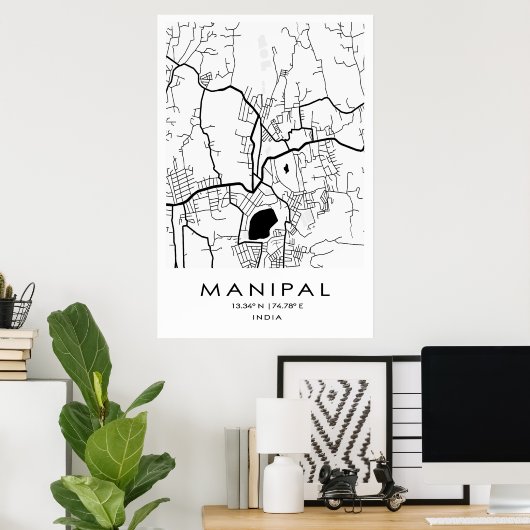 Manipal Map Poster | Karnataka| Indien (Heimbüro)