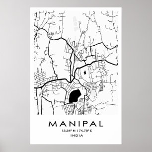 Manipal Map Poster   Karnataka  Indien