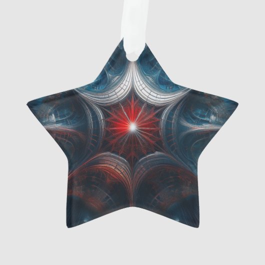 Manipuliertes Mandelbrot mit Sternexplosion Center Ornament (Rückseite)