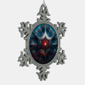 Manipuliertes Mandelbrot mit Sternexplosion Center Schneeflocken Zinn-Ornament (Links)