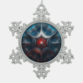 Manipuliertes Mandelbrot mit Sternexplosion Center Schneeflocken Zinn-Ornament (Vorderseite)