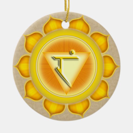 Manipura oder Solar Plexus der 3. Chakra Keramik Ornament (Vorne)