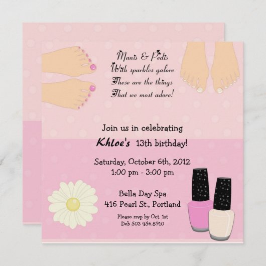 Manis & Pedis Einladung (Vorne/Hinten)