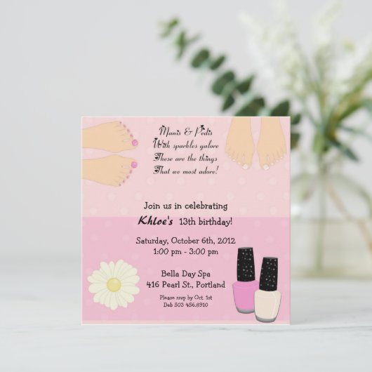 Manis & Pedis Einladung (Stehend Vorderseite)