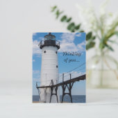 Manistee Lighthouse Denken Sie an Ihre Postkarte (Stehend Vorderseite)