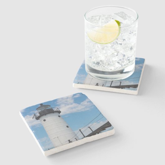 Manistee Lighthouse Steinuntersetzer (Seitenansicht)