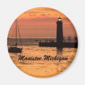 Manistee, Michigan Lighthouse Sunset Magnet (Vorne)