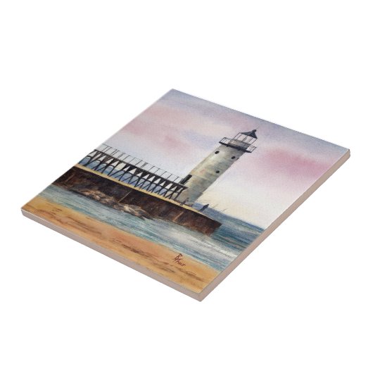 Manistee NordPierhead Leuchtturm-Fliese Fliese (Seite)