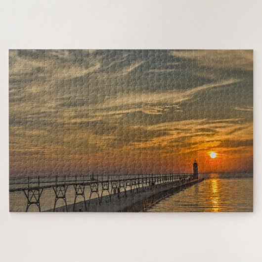 Manistee North Pierhead Light bei Sunset Puzzle (Horizontal)