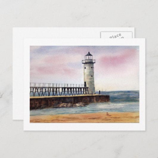 Manistee North Pierhead Light Postcard Postkarte (Vorne/Hinten)