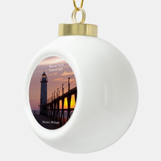 Manistee North Pierhead Light Sunset Ornament (Rechts)