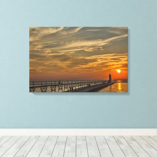 Manistee North Pierhead Lighthouse Leinwanddruck (Insitu (Holzboden))