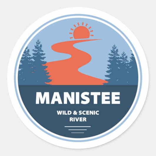Manistee Wild und Landschaftlicher Fluss Runder Aufkleber (Vorderseite)