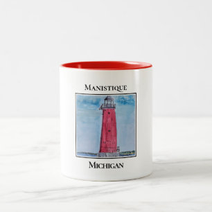 Manistique East Breakwater Lighthouse Zweifarbige Tasse