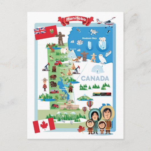Manitoba Canada Cartoon Poster Postkarte (Vorderseite)